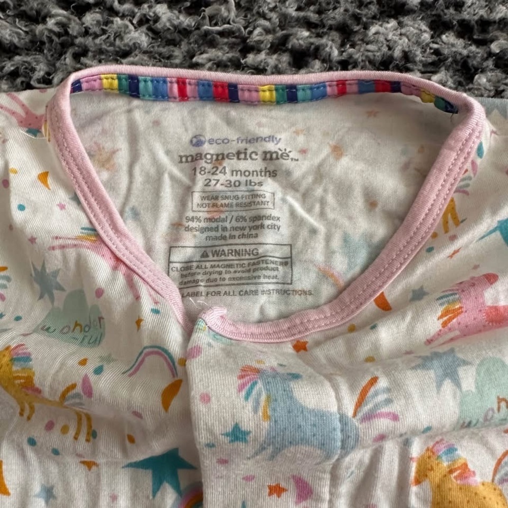 Magnetic Me unicorn footed modal pajamas, sz 18-24M - Picture 4 of 4